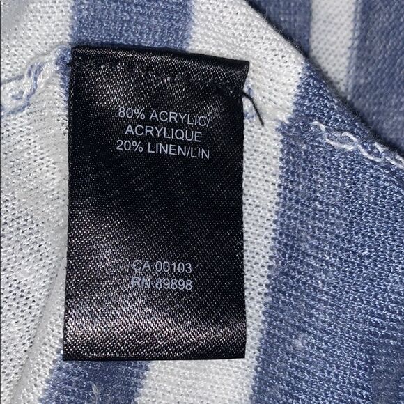 PARKHURST Blue & White Striped Lightweight Linen Blend Sweater-S - Picture 5 of 6